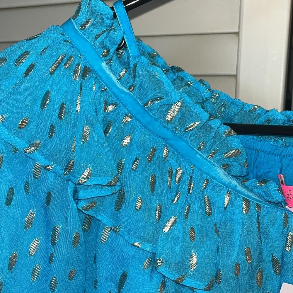 Lily Pulitzer CeeCee turquoise oasis top off shoulder option S NWT - Picture 3 of 12
